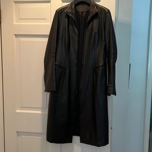 Waterproof full length leather coat. Runway circa  2000 w Matrix details.